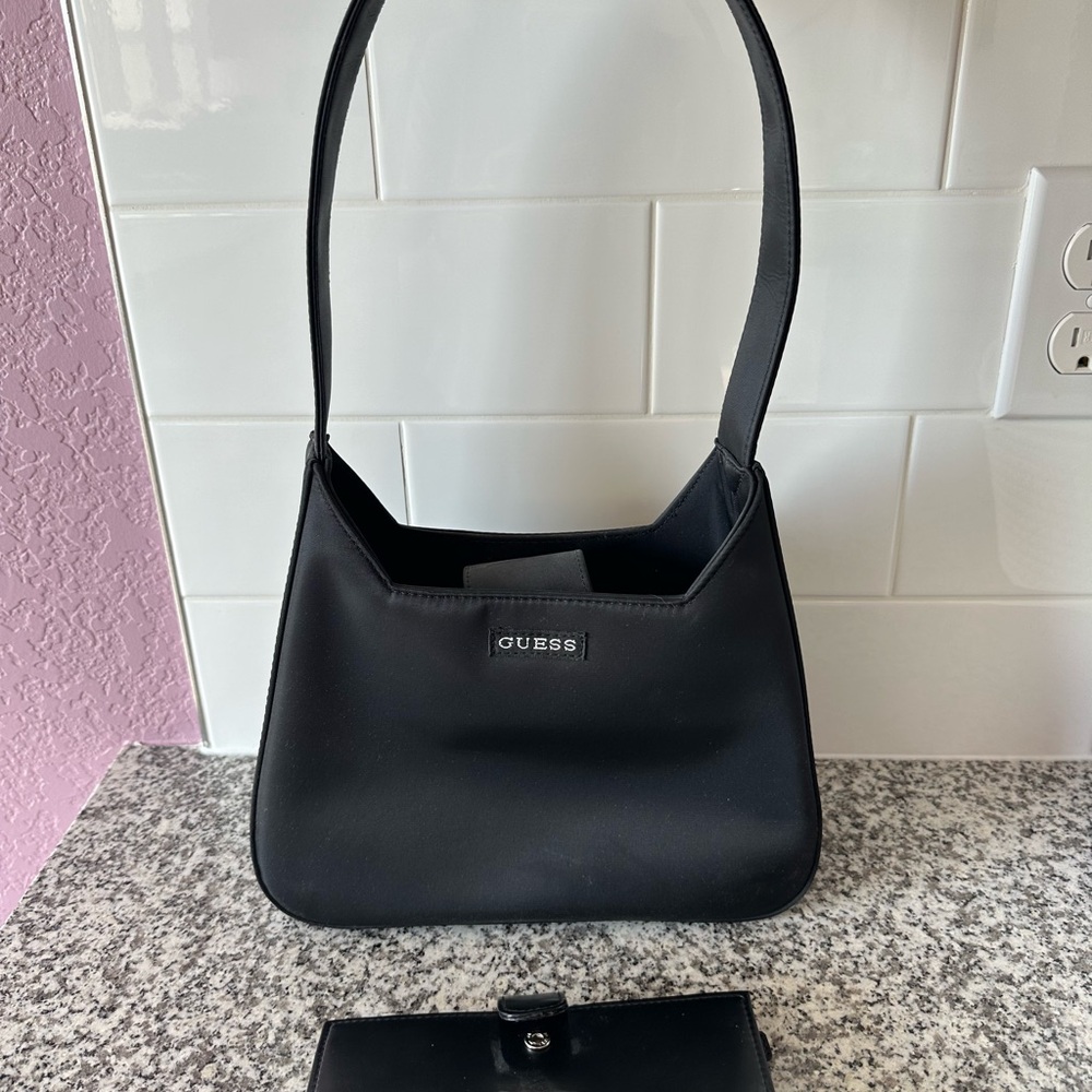 Guess Vintage Y2K Nylon Shoulder Bag & Black Bifold Wallet